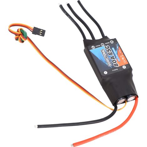 80A 5V 3A Plug-and-Play bürstenloser bidirektionaler elektrischer Drehzahlregler, geeignet für ferngesteuerte Autos, Boote und Unterwasserantriebe, schwarz. (1/5)