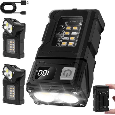 Mini lampada da lavoro da 2 pezzi, lampada di ispezione rotante COB, ricaricabile tramite USB-C, lampada portatile per auto, campeggio, casa e situazioni di emergenza, classe energetica A+++ (1/5)