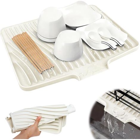 Tappetino scolapiatti in silicone per utensili da cucina e stoviglie - Resistente al calore e a prova di perdite (1/5)