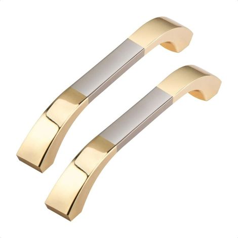 Lot de 6 poignées de meuble 96mm – Alliage de zinc – Finition or clair – Design moderne pour cuisine et bureau – Inclus vis (1/5)