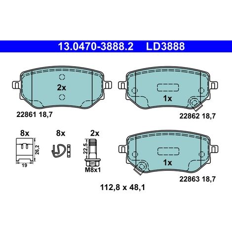 Kit de plaquettes de frein, frein à disque ATE 13.0470-3888.2 MERCEDES-BENZ