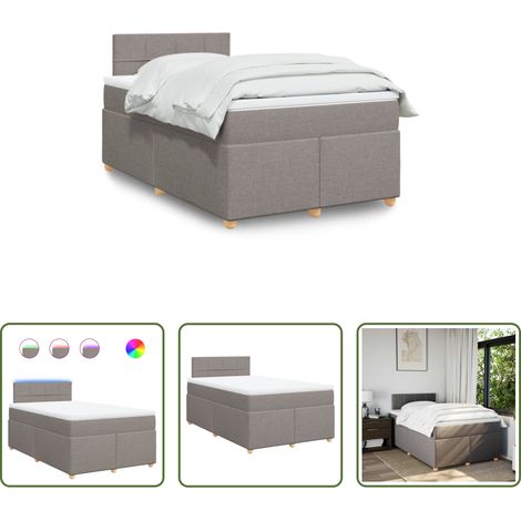 Matelas à ressorts ensachés - Sommier à lattes de lit avec matelas taupe 120x190 cm tissu (1/5)