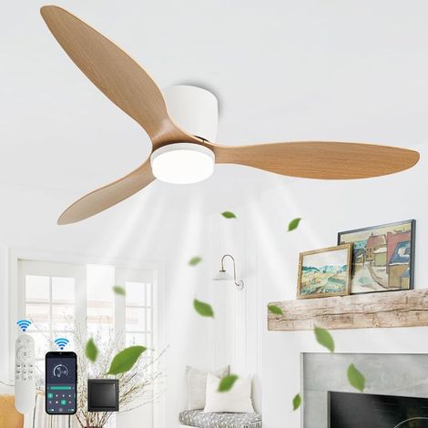 Ventilateur de plafond de 100 cm avec lumière et télécommande, ventilateur de plafond silencieux à LED réversible CC, convient au salon et à la chambre - C42 pouces [Classe énergétique A] (1/5)