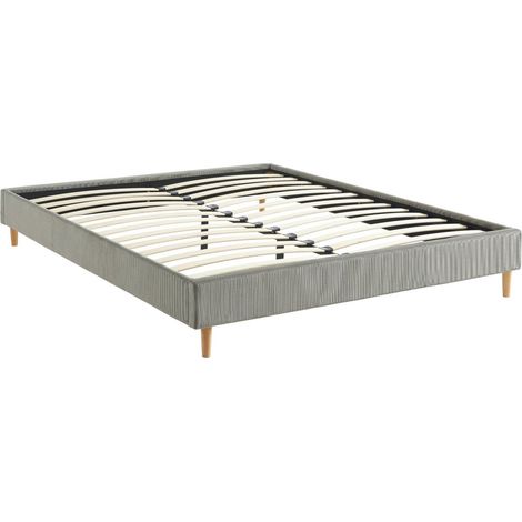 sweeek - Bett mit Lattenrost 160 x 200cm fein gerippter Cord-Bezug