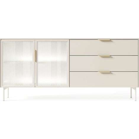 Cassettiera 181,3 cm, 3 cassetti, 2 ante, illuminazione LED, Cashmere, 181,3 x 39,3 x 82,6 cm (1/5)