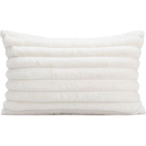 Lot de 2 housses de coussin en fausse fourrure à rayures, moelleuses et douces, 40x60 cm, pour chambre, canapé. (1/4)