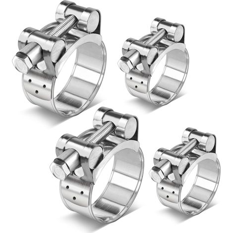 4 Stück Gelenkbolzenschellen Edelstahl Set 2 Stk 32-35mm Schlauchschellen und 2 Stk 40-43mm Spannbackenschellen Auspuff Klemme für Schlauchbefestigung Poolschlauch Gasleitung und Garten (1/5)