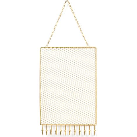Organisateur de bijoux suspendu, porte-boucles d'oreilles mural en métal avec crochets pour filles et femmes 28 x 18 cm (version verticale). (1/5)