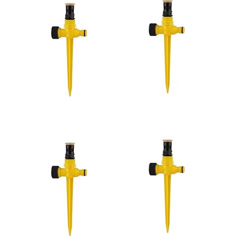 Aspersor de jardín, 4 piezas, automático, giratorio 360°, aspersor para césped, rociador de riego ajustable para plantas, verduras, flores y patios (naranja). (1/5)