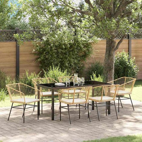 Garten Essgruppe 7 pcs Braun Poly-Rattan (1/5)