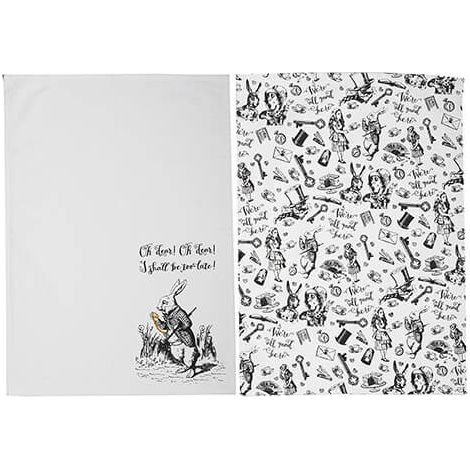 Alice In Wonderland Set of 2 Tea Towels (1/2)