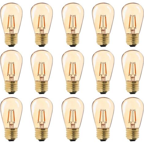 LED E27 Vintage Ampoule, ST45 Faciles à 1W = 10W Ampoules à Incandescence, Super Blanc Chaud 2200 K E27 Medium Base Ampoule Lampe de Chevet, Doré en Verre, Non Dimable, Lot de 15