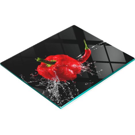 Tabla de cortar decorativa de cristal para cocina, color rojo pimiento, 60x52 cm (1/5)
