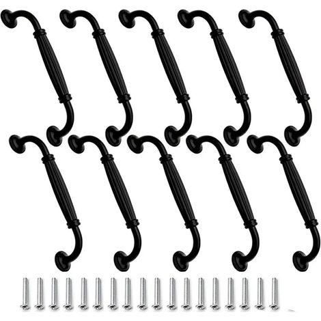 Möbelgriffe, 10er-Pack, Schubladen-/Türgriffe, Aluminiumlegierung, 128 mm, schwarz. (1/4)