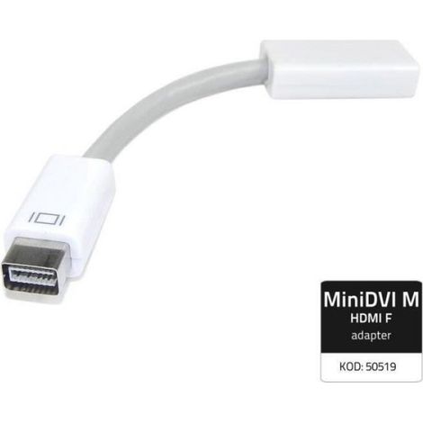 Adaptateur Mini Dvi - Mâle Vers Hdmi Femelle - Câble Intégré 15 Cm - Blanc - 1 Pièce