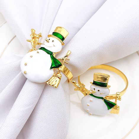 Lot de 6 pinces à serviette Noël Bonhomme de Neige, anneaux pour décoration de table festive, idéal pour la maison et les fêtes. (1/5)