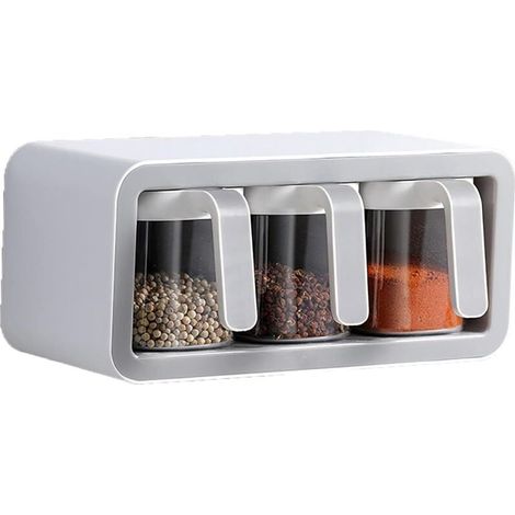 Assaisonnement Box, boîte à épices de Cuisine Murale, boîte à épices de Rangement à Plusieurs Compartiments, Convient pour la Cuisine à Domicile, Bar, Barbecue, Pique-Nique (Gris 3)-Ensoleillé (1/5)