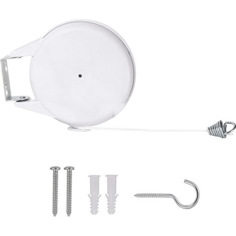 Ausziehbare Wäscheleine – 15 Meter – Für den Außenbereich – Wandmontage – Ideal für Camping – Weiß (1/5)