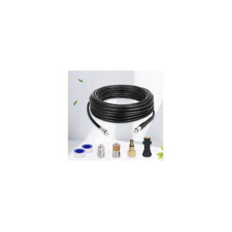 Tubo per la pulizia degli scarichi per Kärcher, kit di pulizia del tubo di scarico per idropulitrice ad alta pressione con ugello a getto e ugello rotante per serie Kärcher K2-K7 e LAVOR (10 m) - Crez