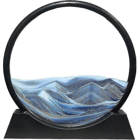 Tableau de sable mouvant, cadre rond, paysages de sable en mouvement, océan bleu, mer profonde, jouet relaxant pour bureau ou maison. (1/5)