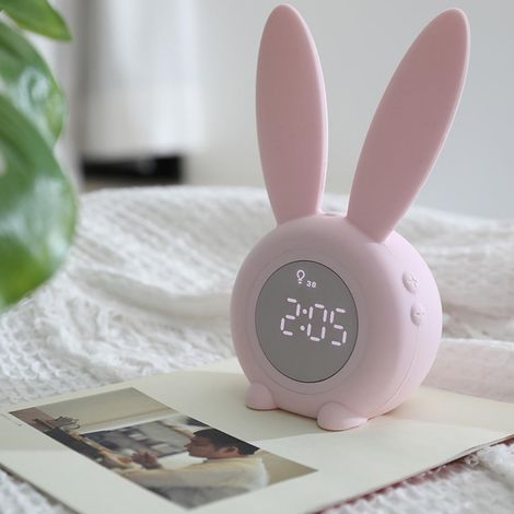 Rabbit Wake Up Lights Bedside Lamps Alarm Clocks Light Rabbit Alarm Clocks - Blue (1/3)