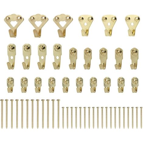 25 Metall-Bilderrahmenhaken mit Nägeln, Fotohaken zum Aufhängen von Fotos, verschiedene Größen für Lasten von 4,5 bis 45 kg (1/4)