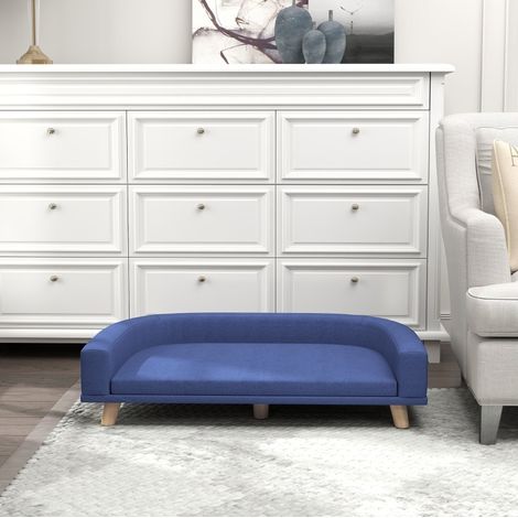 Divano per cani con cuscino rimovibile 98 x 67 x 25 cm in poliestere blu e legno OKWISH (1/5)