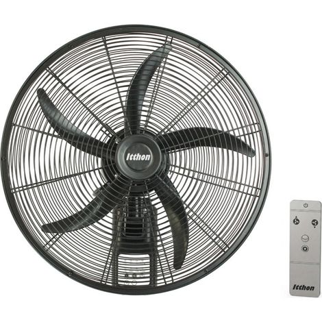 Ventilateur mural 50 cm 120 W, noir 5 pales 3 vitesses Ventilateur haute puissance (1/5)