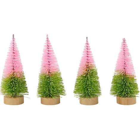 Kleine Weihnachtsbäume für die Innendekoration, Neujahrs-Weihnachtsschild (4er-Set) Hübsche Miniatur-Weihnachtsbäume, Weihnachtsschild (1/5)