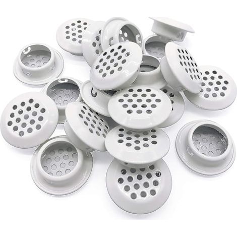 Lot de 20 aérateurs ronds pour soffite de 25 mm – Grilles de ventilation rondes en maille d'acier inoxydable, adaptées aux cuisines, salles de bains, placards et armoires (Blanc) (1/5)