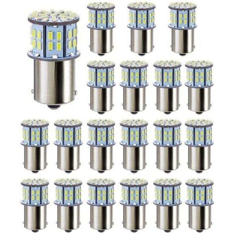 Ampoules LED Blanc 50 SMD 3014 Super 20 Pièces 1156 1141 1003 BA15S pour Camping Car Remorque Bateau