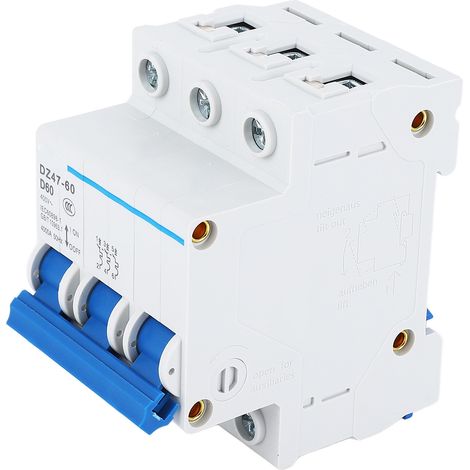 Disjoncteur modulaire 3P D60 400V 60A 6kA, Rail DIN, Interrupteur automatique pour tableau électrique domestique, Protection surcharge et court-circuit (1/5)