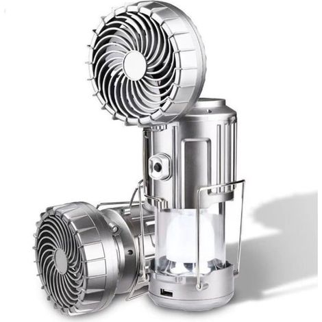 Ventilatore USB portatile con caricatore solare, lampada da campeggio multifunzionale, lanterna di emergenza estensibile per esterni, supporto per scrivere ricaricabile (1/5)