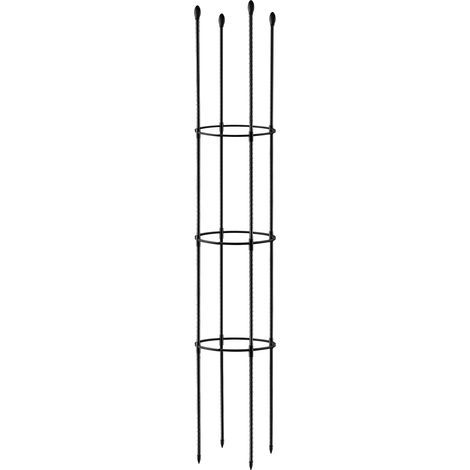 Estructura de soporte para plantas en maceta - construcción de metal y plástico, altura 154 cm - 12 anillos de plástico para rosas, tomates, clemátides. (1/5)
