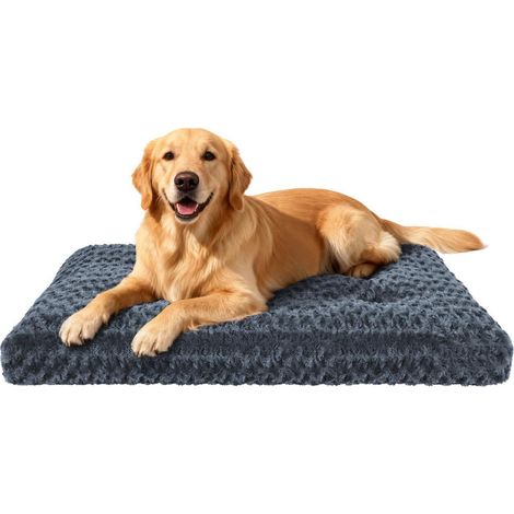 Hundebett Groß Hunde, Ergonomisch Flauschig, Waschbar, Dunkelgrau 105x68cm