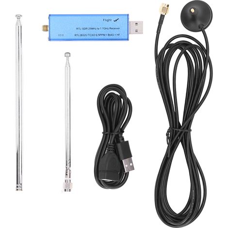 DAB/FM-Software-Defined-Radio (SDR)-Empfängerset mit Antenne und Stecker, 25–1760 MHz, HF/VHF/UHF-Tuner (1/5)