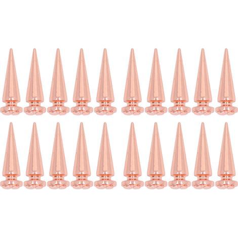 20 pièces rivets pointes cône 10x29mm couleur rose or, décoration pour vêtements et sacs (1/5)