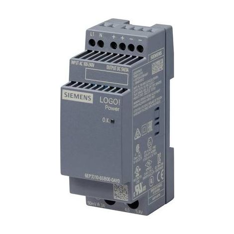 Siemens Fuente de alimentación LOGOPower, 1-fásico DC 5 V/3 A, 6EP33106SB000AY0
