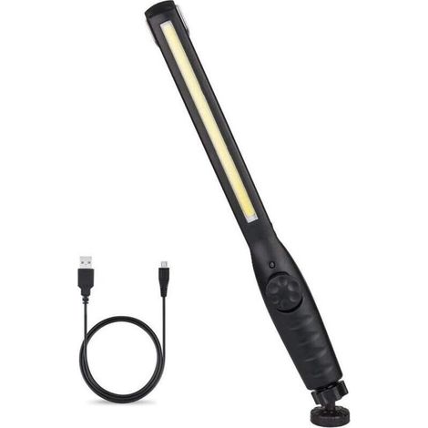 Lampe de Travail USB Rechargeable Lampe d'inspection COB Lampe de Poche avec Base d'Aimant et Crochet à Suspendre pour Bricolage, Maison, Travail, Promenade, Pêche, Randonnée, Camping (1/4)
