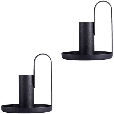 Bougeoir en fer noir 2 pièces, pilier de décoration de mariage, de fête, de Festival, cadeau artistique, décoration de maison (1/5)