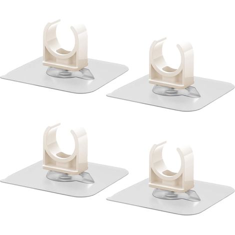 Lot de 4 colliers de serrage en plastique autocollants de 40 mm, colliers de serrage réglables à 360°, colliers de serrage en PVC, support de fixation de tuyau d'eau, design à pression blanc (1/5)