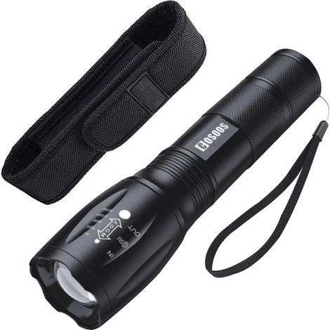 Lampe Torche LED 2 Pcs, Ultra Puissante Lampe de Poche avec Étui, IPX4 Étanche Lampe Tactique, Militaire en Aluminium, Zoomable avec 5 Modes pour Camping, Randonnée, Urgences (1/5)
