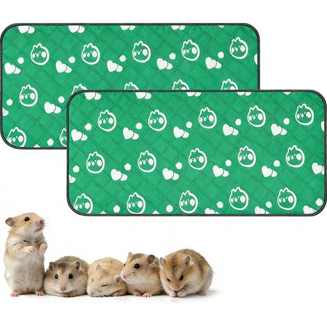 Lot de 2 tapis lavables 60x120cm pour cobayes :  verts, intérieur en polaire, imperméables, silencieux et antidérapants pour cobayes et lapins. (1/5)