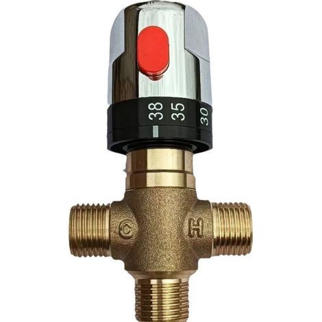 limiteur de temperature chauffe eau, Mitigeur thermostatique Mitigeur en laiton Mitigeur Température de l\'eau Tuyau Contrôle du thermostat ,G1/2 (1/5)