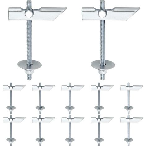 12PCS M6x100mm Suspente Placo, Cheville à Bascule en Acier au Carbone Galvanisé pour Fixer des Éléments aux Plafonds et aux Plaques de Plâtre (1/5)