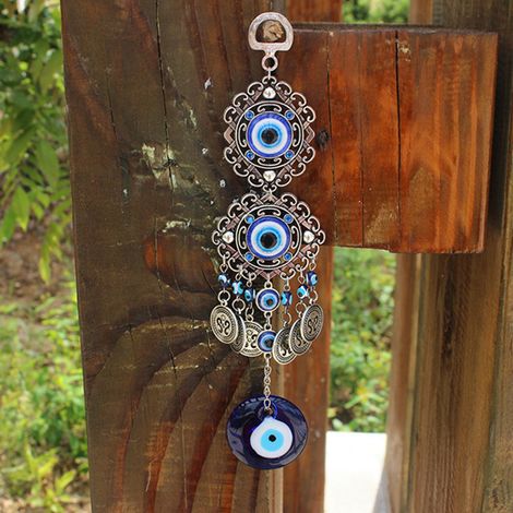 Pendentif œil maléfique pour rétroviseur de voiture, ornement porte-bonheur bleu œil maléfique, 22 cm