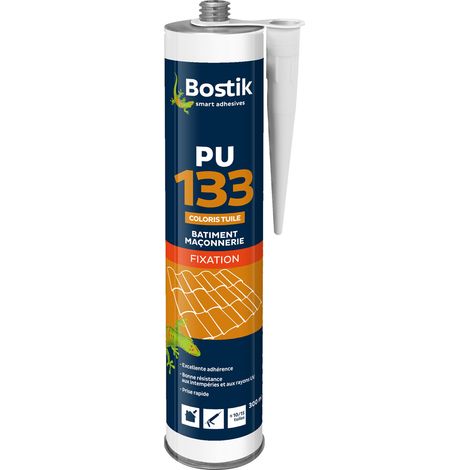 Bostik PU133 - Mastic de Fixation Hautes Performances Pour Collage et Jointoiement De Tuiles - Formule Polyuréthane - Extérieur - Couleur : Tuile - 1 Cartouche 300 ml (1/4)