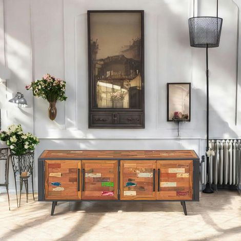 Buffet enfilade 4 portes bois recyclé DRAKKAR (1/4)