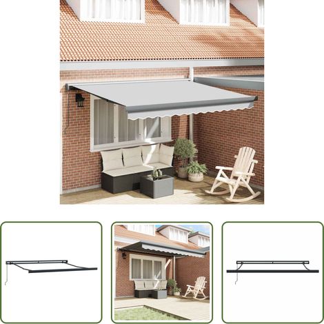 Store rétractable - Cadre d'auvent Anthracite 350 x 250 cm Aluminium (1/5)