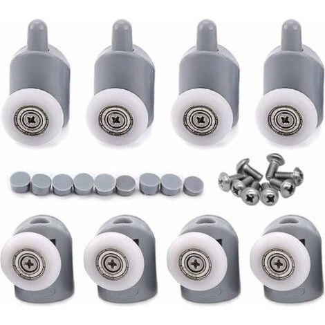 8 PCS 23mm Galet Rouleau, Roulette Roue pour Porte de Douche, Roulettes Coulissantes Porte Salle de Bain (1/4)